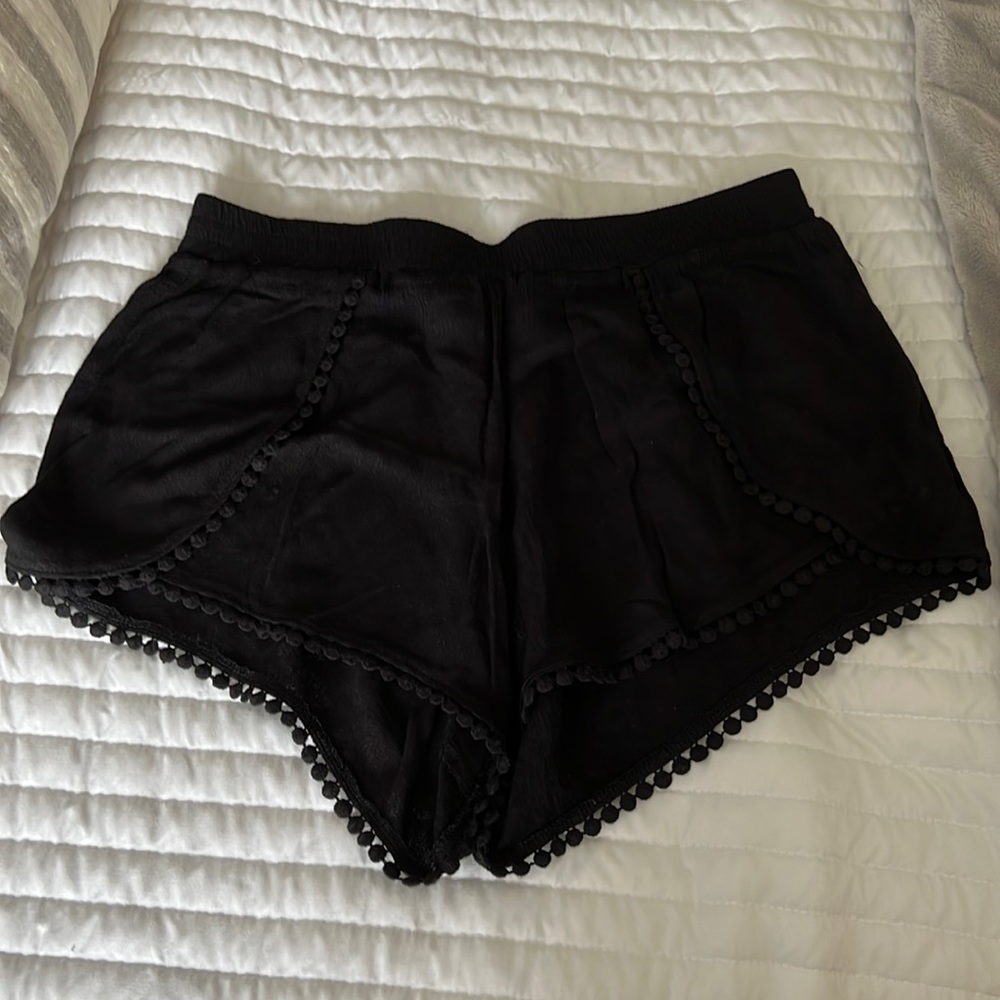 Black linen shorts.